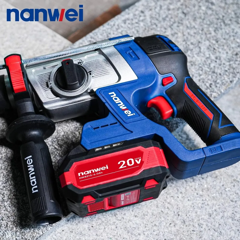 20V Brushless Cordless Rotary Hammer Drill SDS Plus Electric Demolition Hammer For Concrete Drilling Heavy Duty Power
