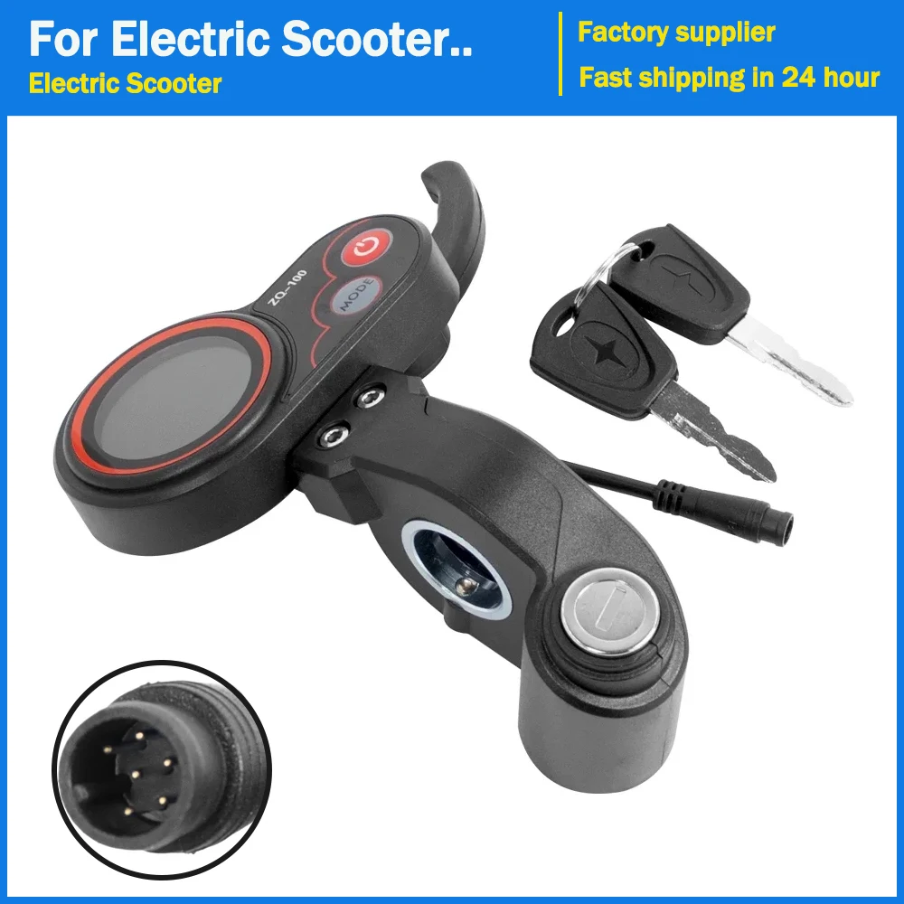 ZQ-100 Mileage Meter Plastic 6 Pin Dashboard Throttle for Electric Scooter LED Display Instrument with Key Speed Dash Board Part