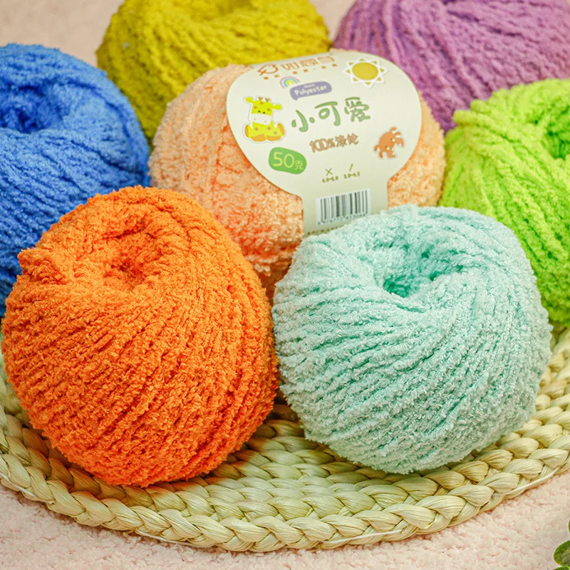 50g/Lot (80 Yards) 100% Polyester 3ply Fluffy Soft Short Cashmere Yarn Crochet For Throw Pillows Bobby Pins DIY Dolls. XKA