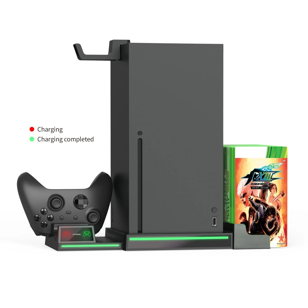 Anfitrião do jogo base de refrigeração para a série xbox x vertical stand gamepad doca de carregamento jogos disco suporte de armazenamento para xbox série x