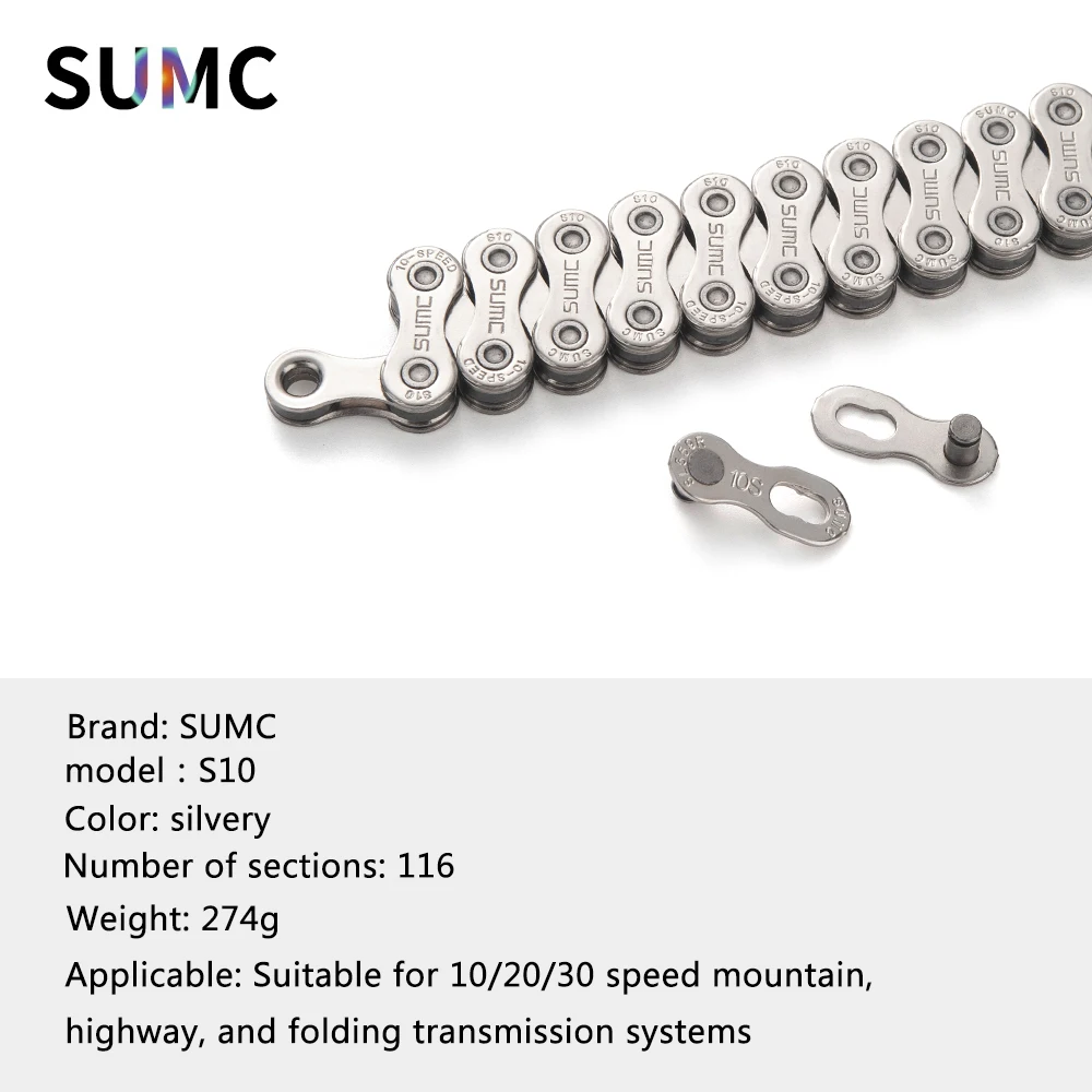 SUMC Bicycle Chain  8/9/10/11/12 Speed for MTB Road Folding Bike Gray Silvery Chains