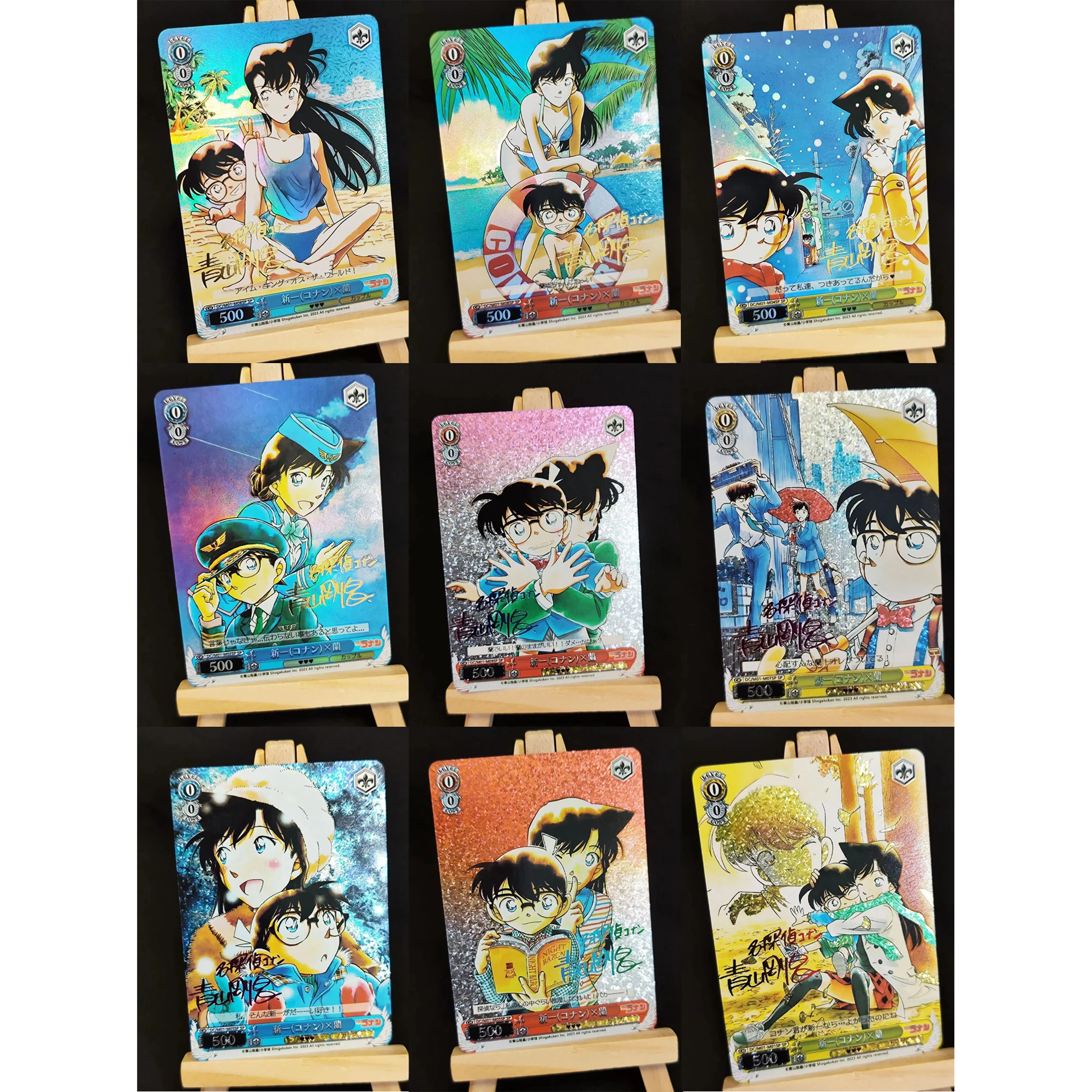 Conan Edogawa Mouri Ran tarjetas Flash de Color Diy, juego clásico, tarjetas de colección de Anime, juguetes de regalo, 9 piezas por juego