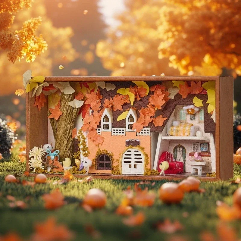 Secret Seasons Cottage House Figurines Miniatures Kits NEW Mini DIY Wooden Box Home Desk Decoration For Adult Handmade Gifts