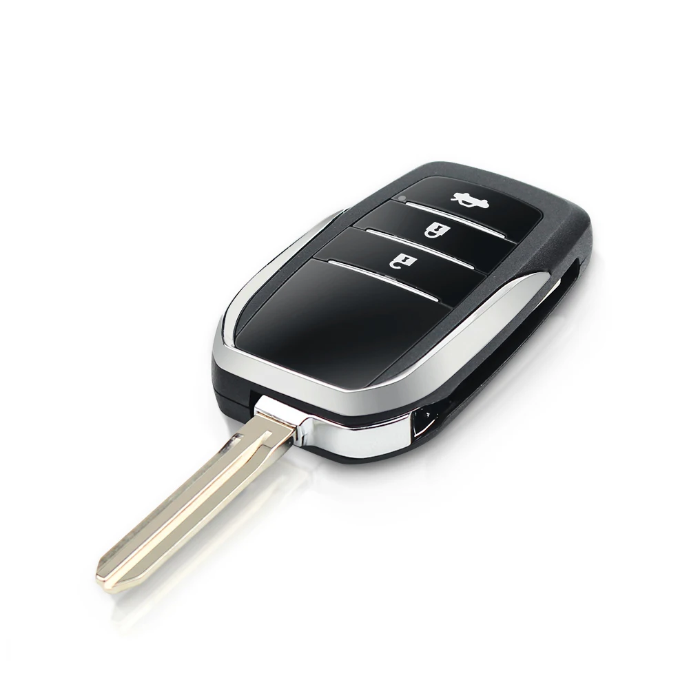 KEYYOU modificato 2 pulsanti Flip Car Key Shell Case sostituzione Fob Uncut Blank TOY43 Blade per Toyota Land Cruiser Camry Corolla