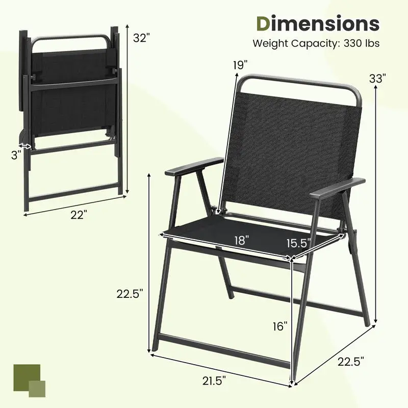 Set of 2/4/6 Outdoor Folding Chairs with Breathable Seat-Set of 2