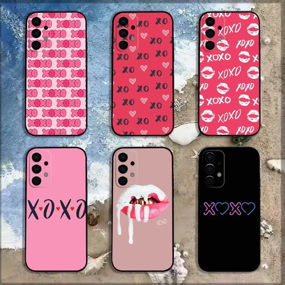 Kisses Valentine X-Xoxo- Phone Case For Samsung Galaxy A13,A21s,A22,A31,A32,A52,A53,A71,A80,A91 Soft Black Shell