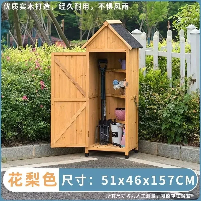 DSA Solid Wood Toolbox Storage Cabinet Sunscreen Waterproof Locker Courtyard Storage Outdoor Balcony Rainproof Garden