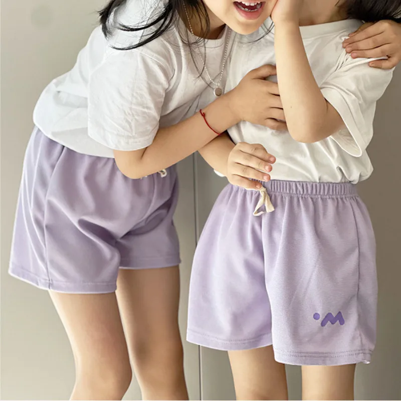 

Cute Summer Shorts for Girls Kids 2-10 Years Quality Candy Color Cute Pink/bllue Mid Pants Outdoor Clothes