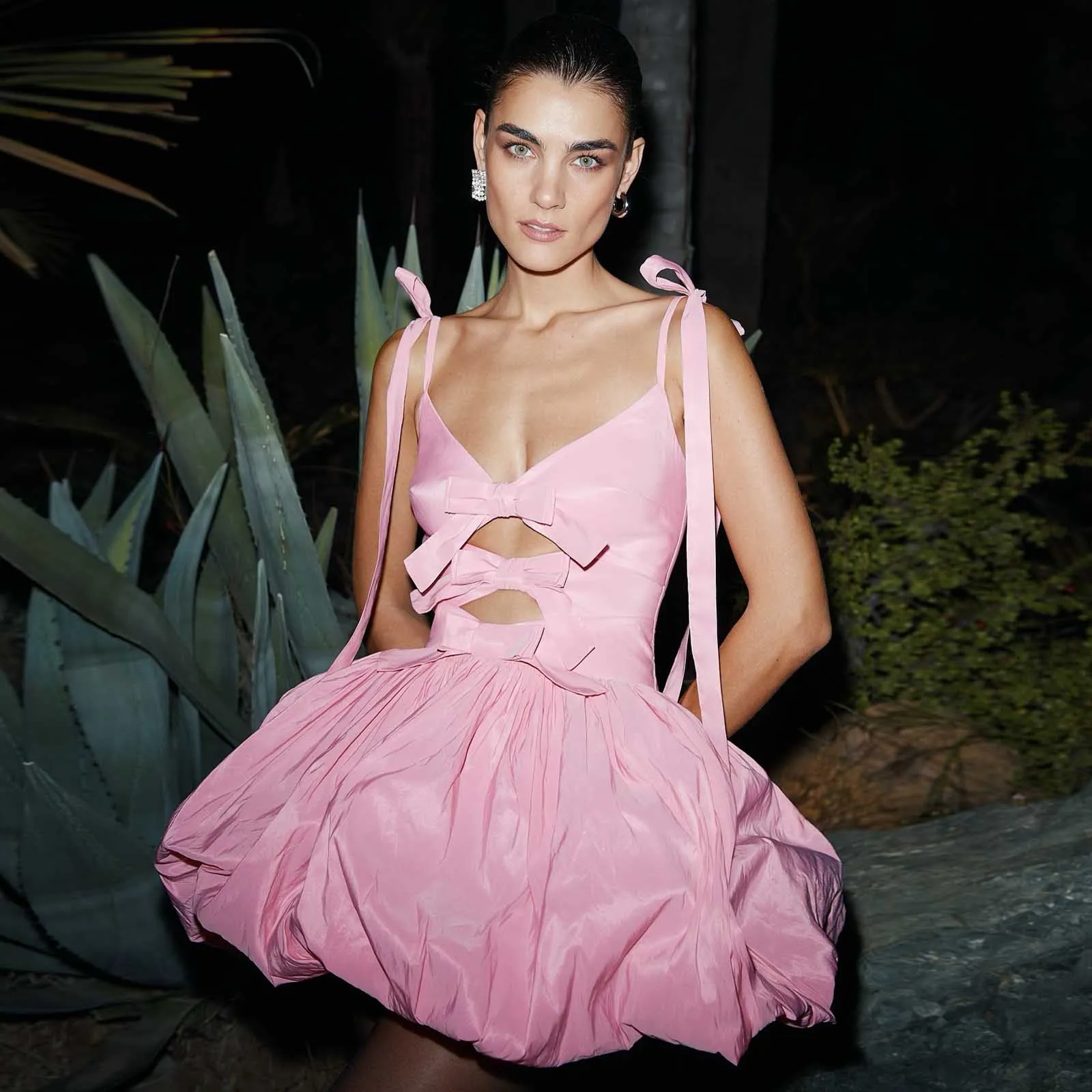 

Cute Bow Mini Dress Soft Blush Pink Taffeta Short Birthday Dress 2026 Pretty Straps Bubble Skirt Short Formal Party Dresses