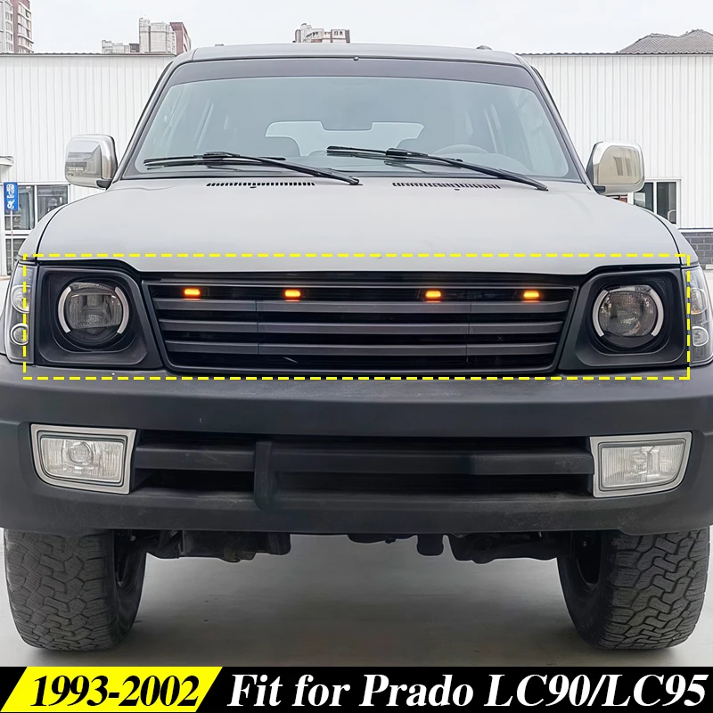 

Front Grille W/Light Fits For 1993-2002 Toyota Land Crusier LC90 LC95 Padro FJ90 FJ95 Headlights&Light Frame