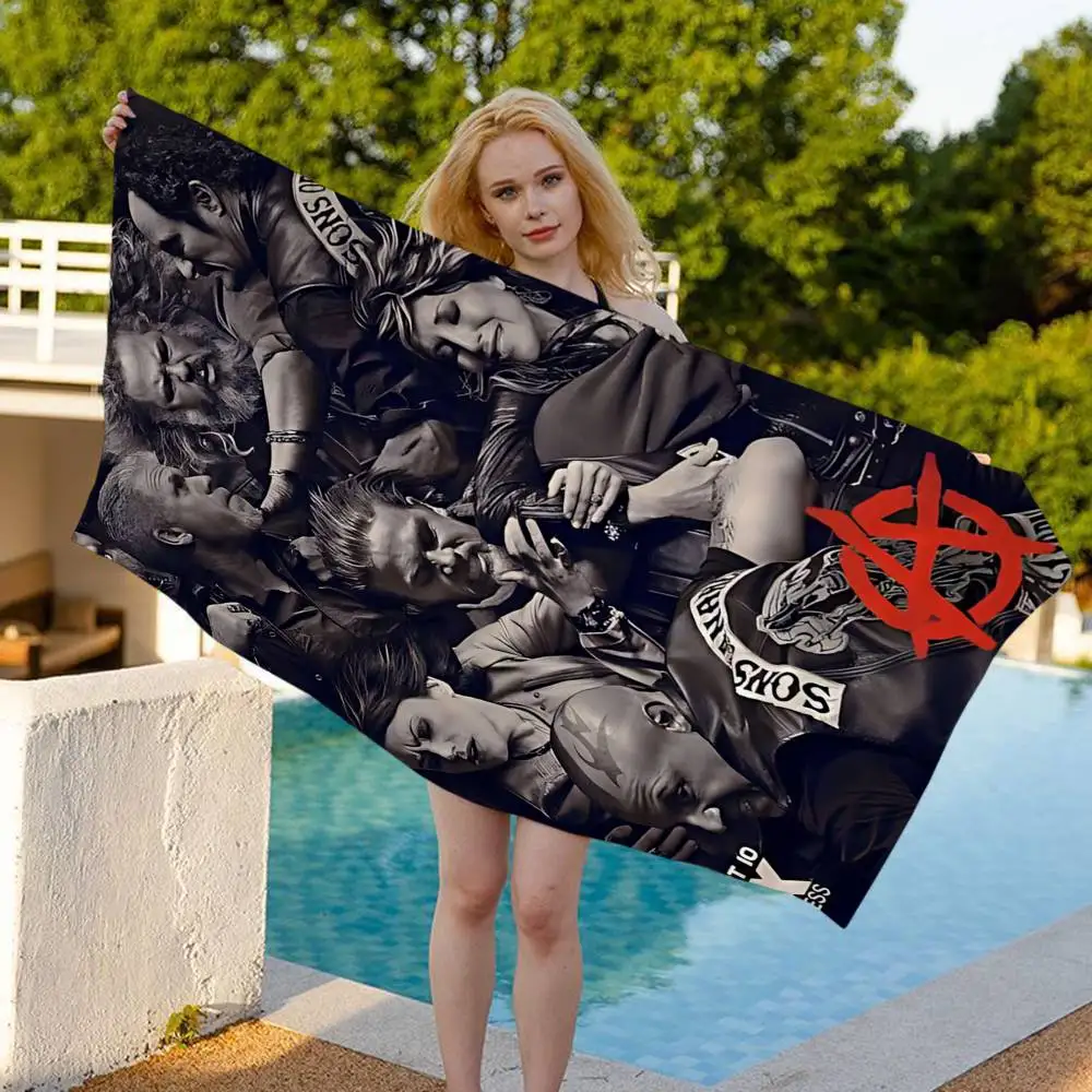 Crime Sons Of Anarchy TV Movie Anime Beach Swimming Towel Soft Absorbent Washcloth Children's Gifts for Kids Travel Camping Gym