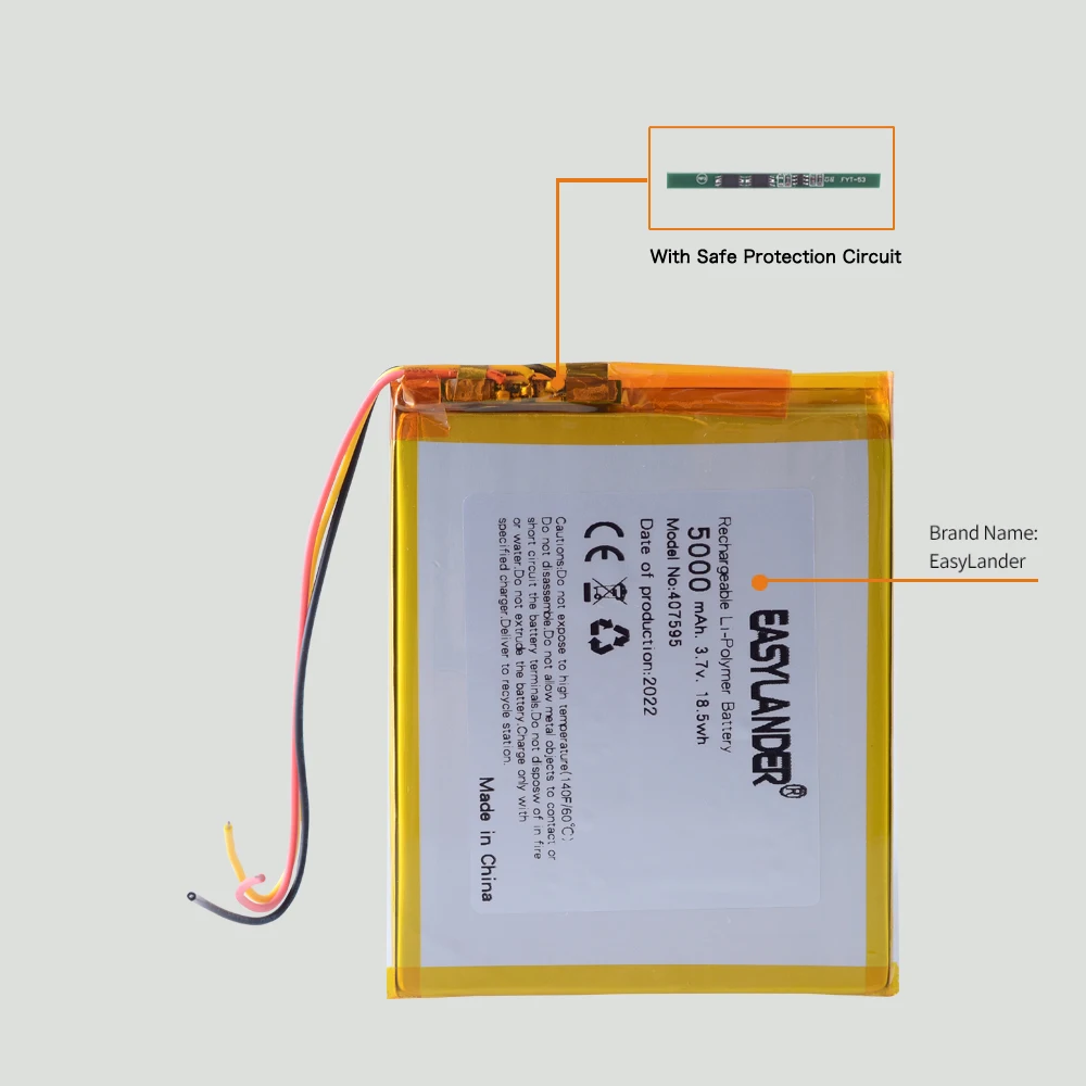 With High Quality 5000mAh  3Wire 407595 Polymer Lithium Battery FOR 7,8,9,10 inch Tablet PC DIGMA 8’ Replace 407095 407590