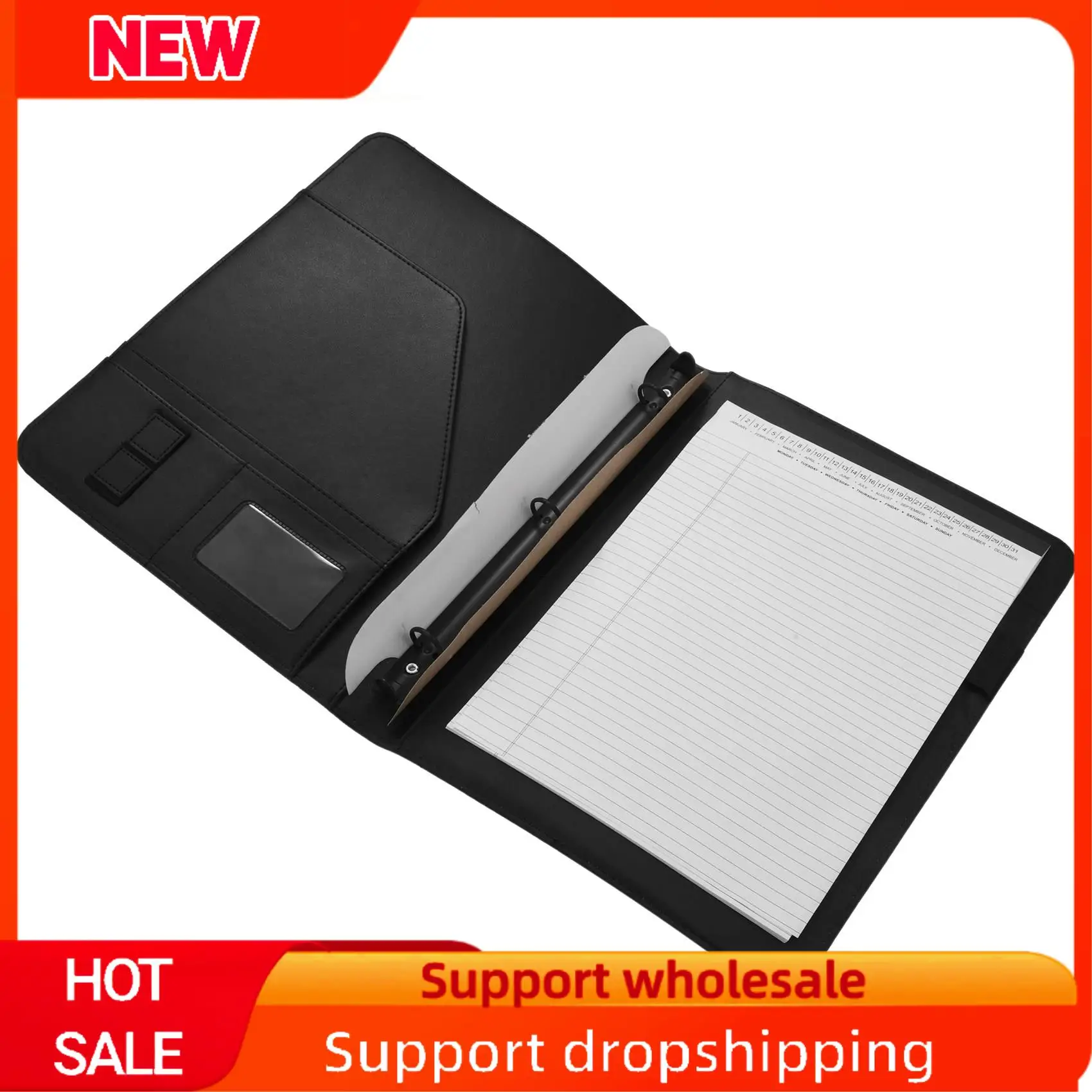 Superb A4 Leather 3 Ring Portfolio Binder Business Binder Padfolio Multipurpose Padfolio With Notebook Pad For Interview & Busin