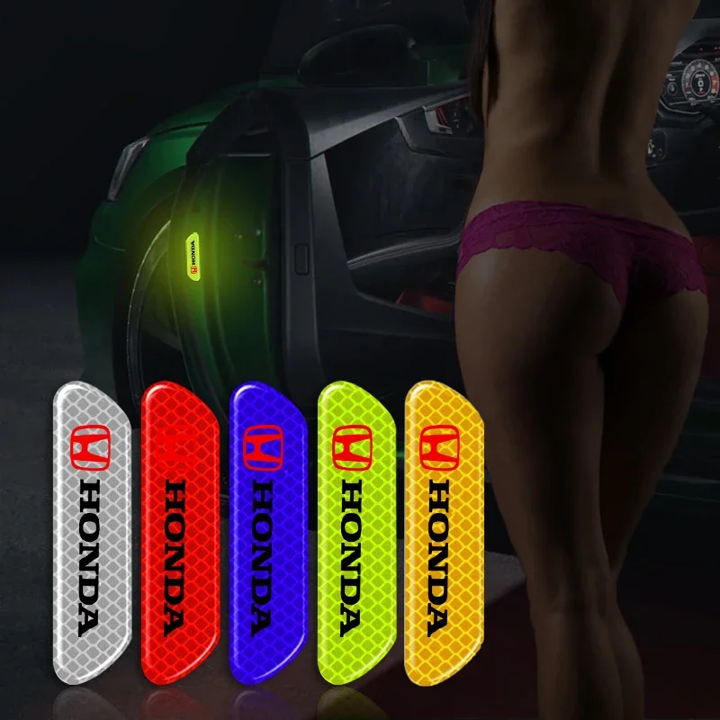 

4Pcs/Set Car Door Stickers DIY Car Honda Reflective Tape Warning Mark Reflective Open Notice Bicycle Accessories Car Decoration
