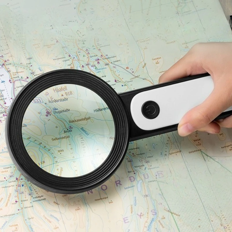 Magnifying Mirror Handheld With 18 LED Lights High-definition Cold And Warm Light Reading Mirror For Elderly Reading Maintenance