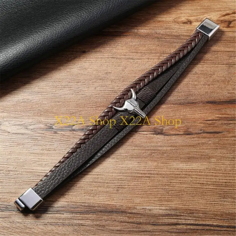Unique Adjustable PU Leather Chain Bracelet 3-Strand for Daily Wear Lightweight Comfort