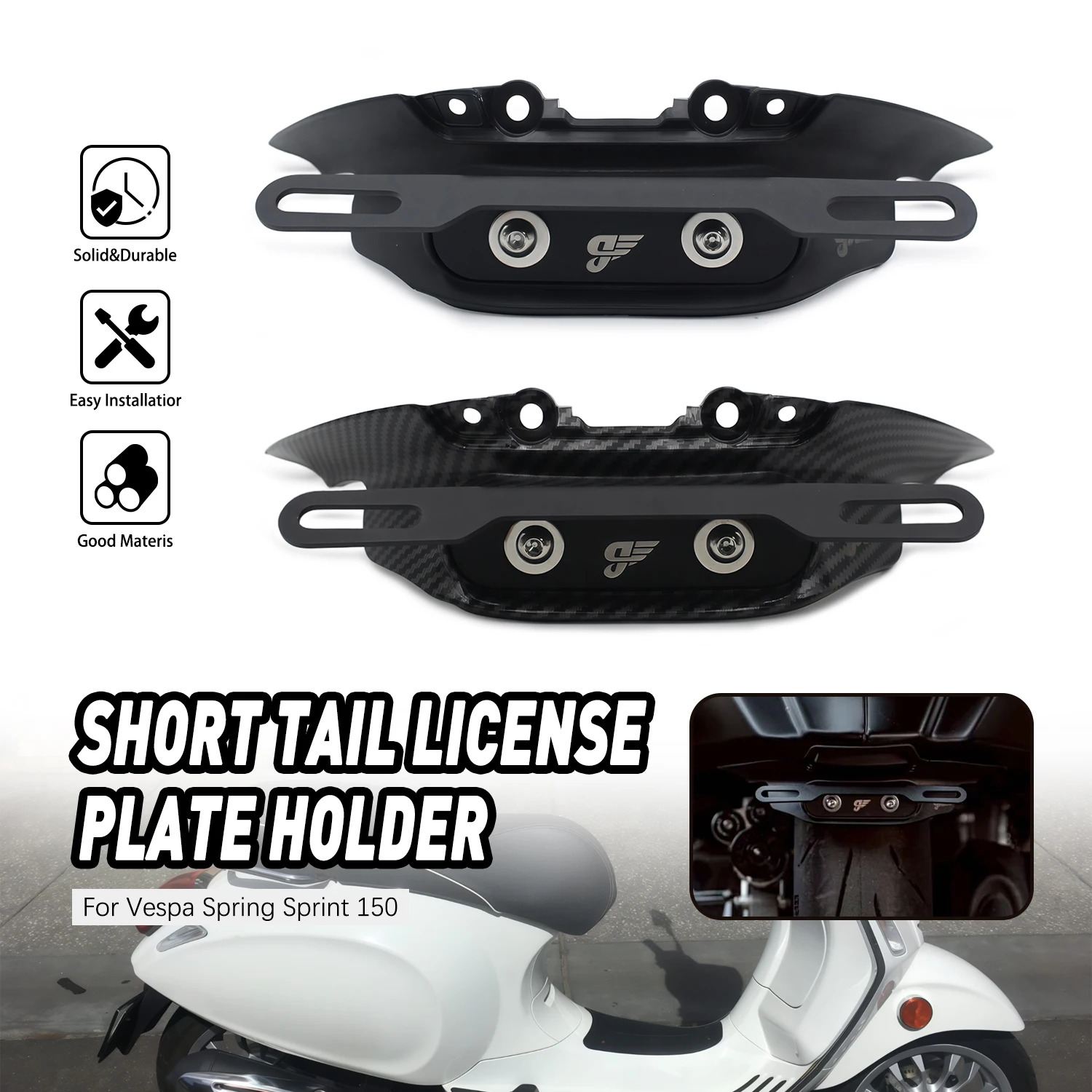 

Fit for Vespa Sprint Primavera 150 Rear Splash Guard Licence Plate Fender Black Carbon Fiber Texture Accesorios Moto