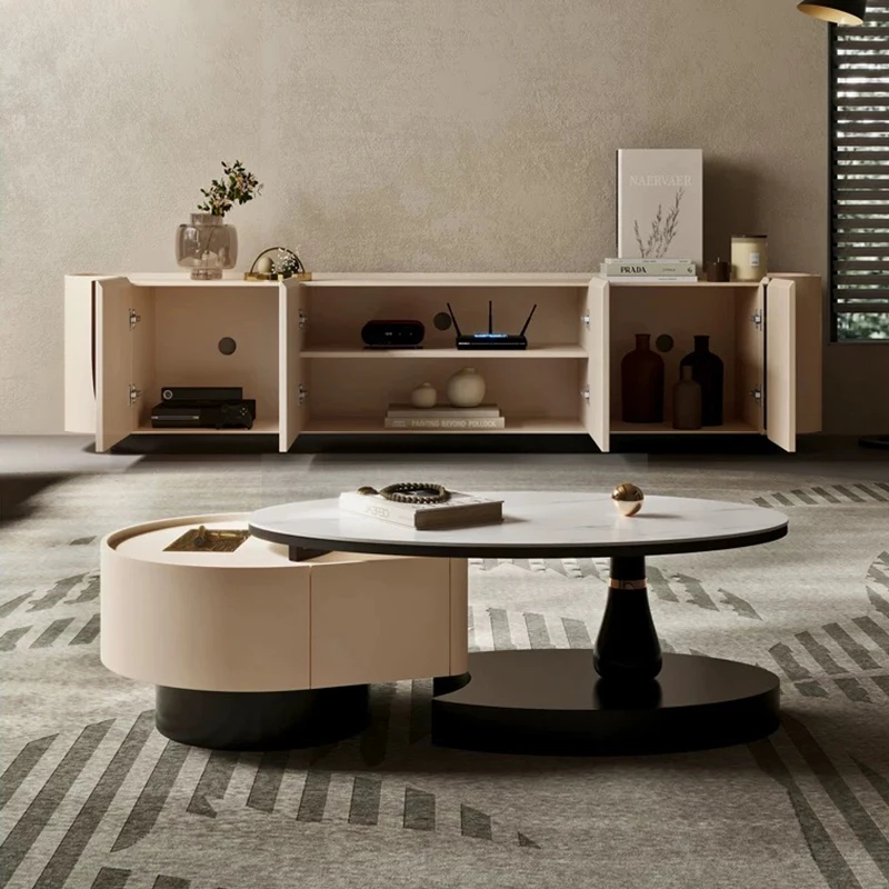 Italian Living Room Coffee Table and TV Stand Modern Luxurious TV Cabinet Set Furniture New Design Hot Sale TV Cabinet Set