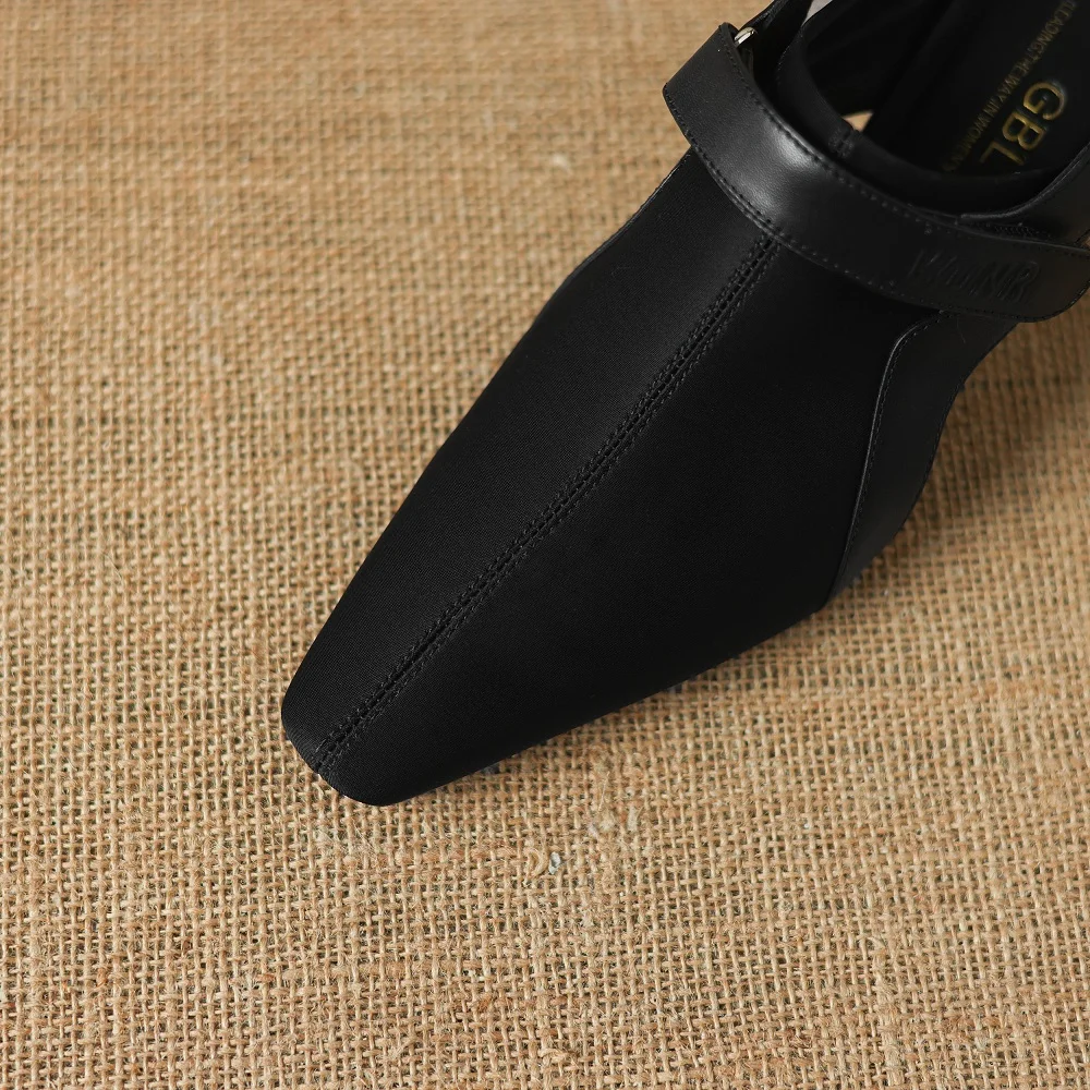 【JOCHEBED HU】Handmade Genuine Leather Sandals Women's Pointed Toe Fashionable Summer Outwear Mid Heel Upgraded Version image 3