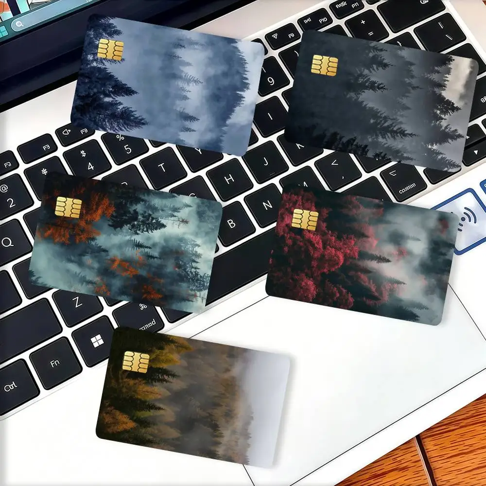 Mountain Forest Credit Card Decorative Card Stickers Suitable For Bank Cards Metro Transit Anti-scratch Gift 4PCS