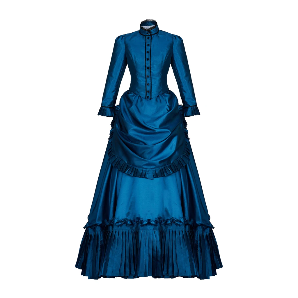 

Victorian Blue Bustle Dress Gown Duchess Dress French Royal 18th Century Period Dress Costume Historical Ball Gown Vampire Dress