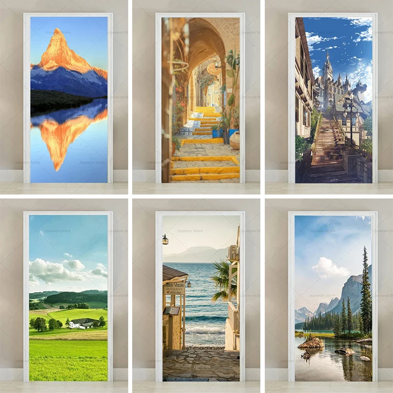 Natural Landscape Home Decoration Door Decal Paper PVC Waterproof Matte Film Mural Suitable for Multi-scene Stickers