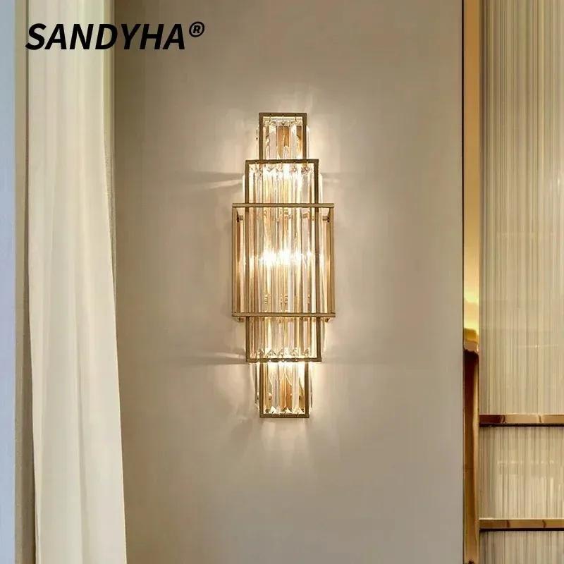 

SANDYHA хрустальные настенные светильники в скандинавском стиле, светодиодные светильники для гостиной, спальни, отеля, прикроватные тумбочки, домашний декор, элегантный