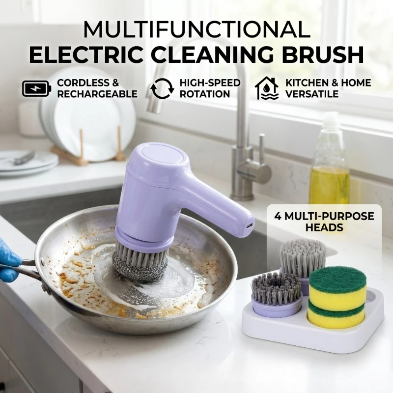 

Electric Spin Scrubber Cordless Spin Scrubber with 5 Replaceable Brush Heads Electric Cleaning Brush Cleaning Tools