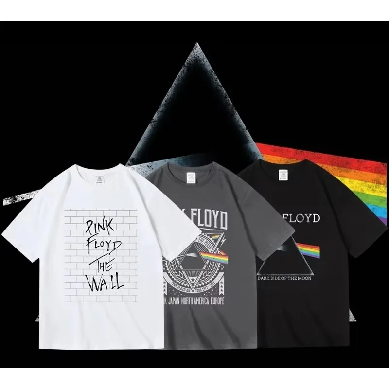 الوردي فلويد الجانب المظلم من القمر ألبوم الفن قمم تي شيرت خمر الرجال النساء المتضخم ملابس قطنية الهيب هوب للجنسين المحملة الملابس #3