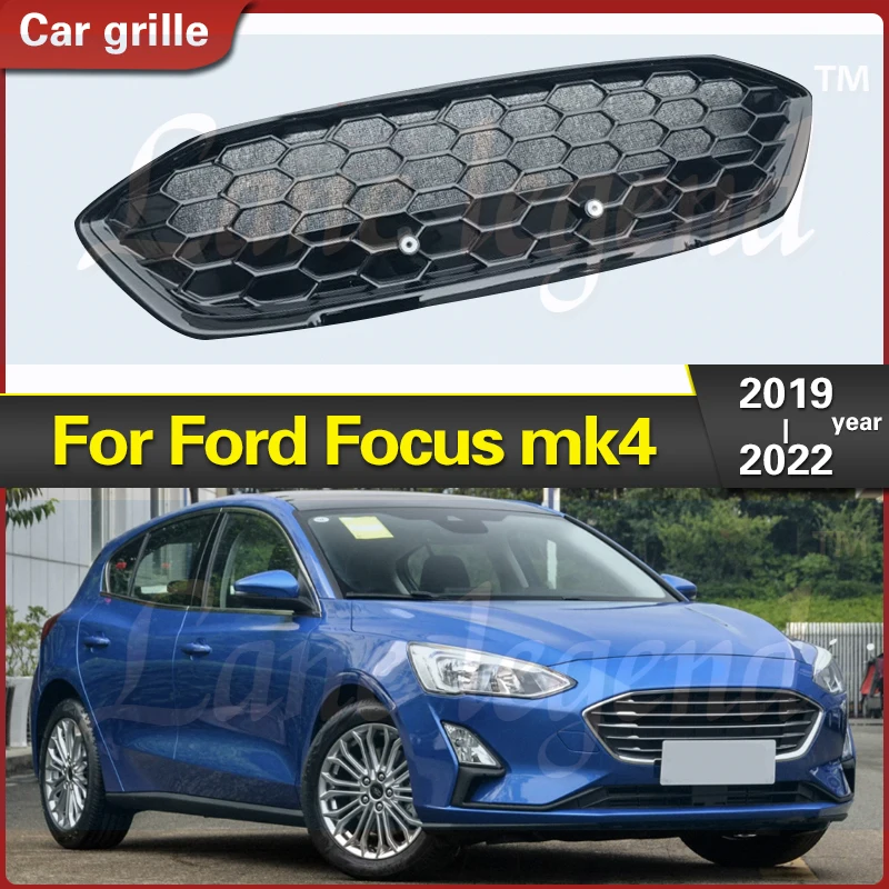 Front & Lower Grille Bumper Grill Honeycomb For Ford Focus 2019 2020 2021 2022