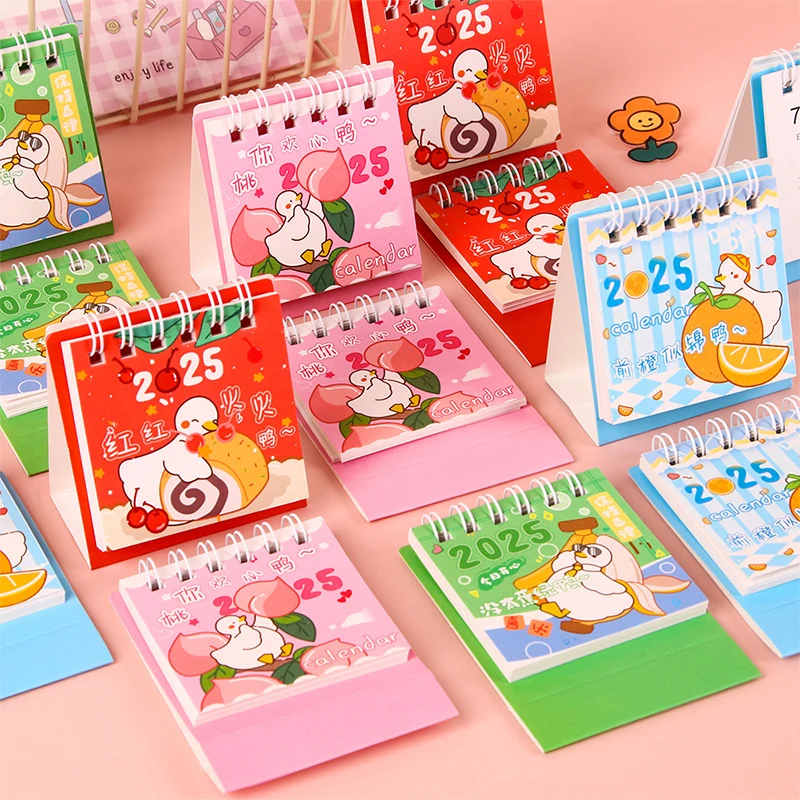 2025 Cute Cartoon Small Desk Calendar Creative Office Desktop Calendar Dual Daily Mini Memo Calendar Learning Planner