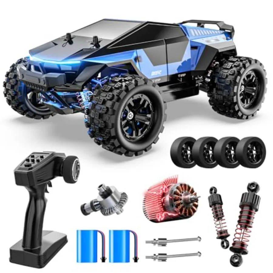 All Terrain RC Car For Racing And Drifting, ABS Plastic Body In Black And Red, 40KM/H Speed With Extra Drift Wheels And 2.4GHz