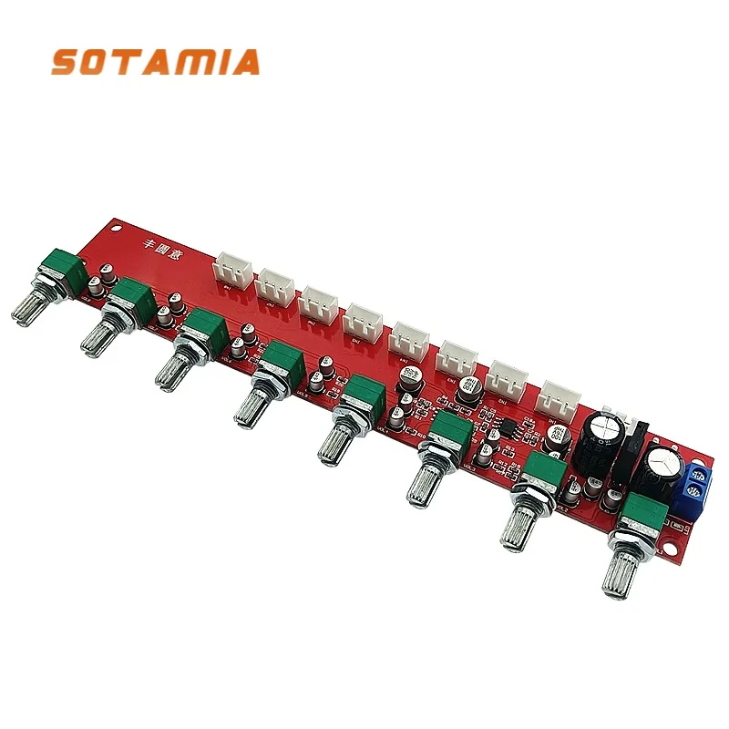 SOTAMIA NE5532 8 Ways Audio Mixing Board DIY Home Theater Amplfiier Preamp Eight-channel Audio Mixer Eight Inputs and One Output