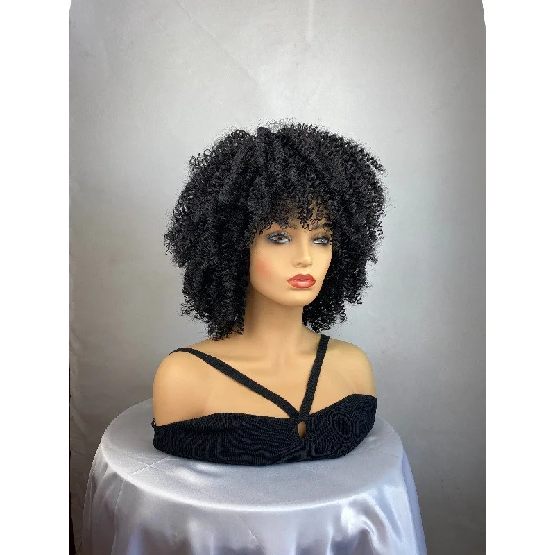 Wig Rambut Wanita Hitam Sintetis Keriting Pendek Wanita