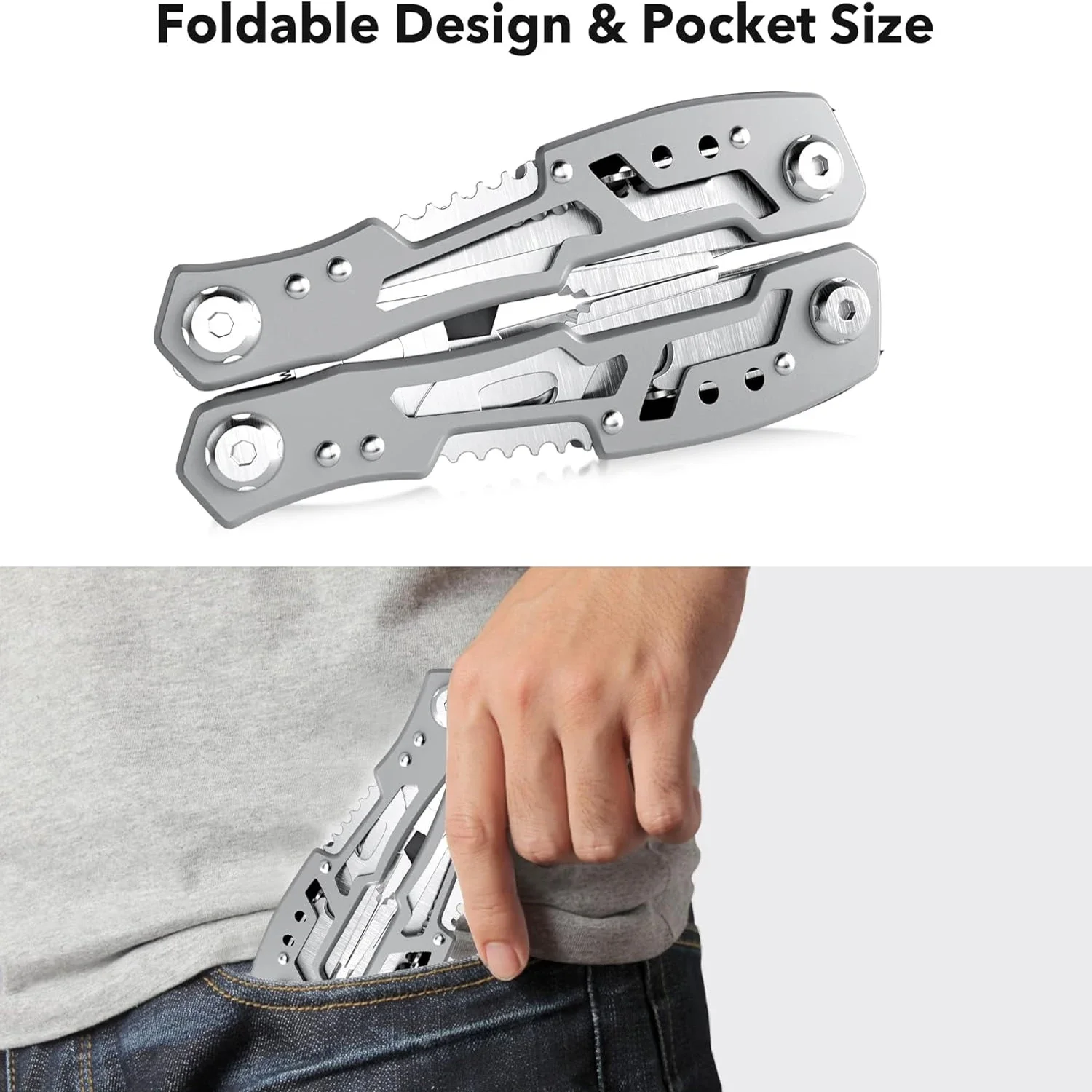 Alicate Multitool com Bloqueio de Segurança, Canivete, Portátil, Sobrevivência, Camping, Sobrevivência, Multitool, Pai, Marido, Namorado, 14-em-1