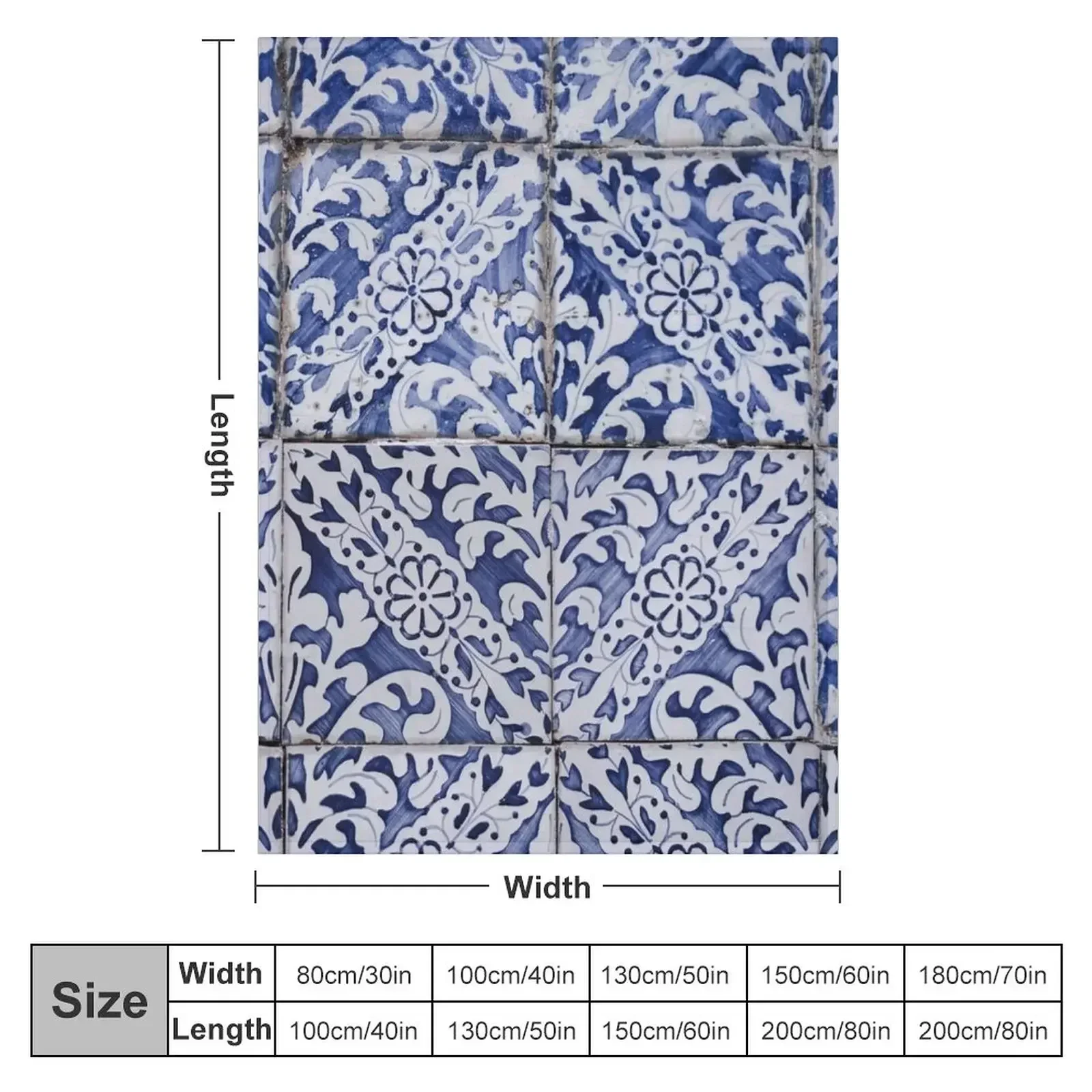 Portuguese Tiles Pattern - Azulejo Blue and White Floral Leaf Design Throw Blanket For Sofa Thin for sofa Blankets