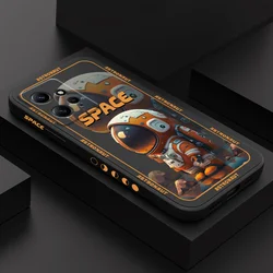 Space Astronaut Phone Case For Xiaomi Redmi Note 14 13 12 12S 11 11S 10 10T 10S 9 9S 8 7 Pro Plus 4G 5G Liquid Silicone Cover
