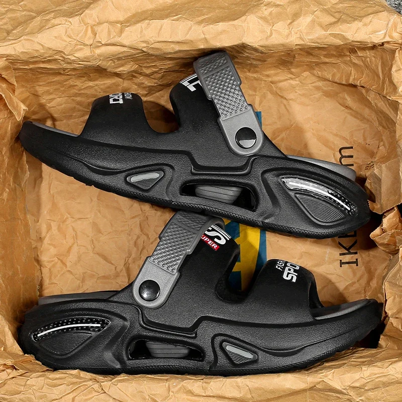 ELUVA Men Slippers Summer 2025 Trendy Lightweight Non-Slip Beach Sandals Outdoor Driving Shoes Casual Footwear Men Slippers