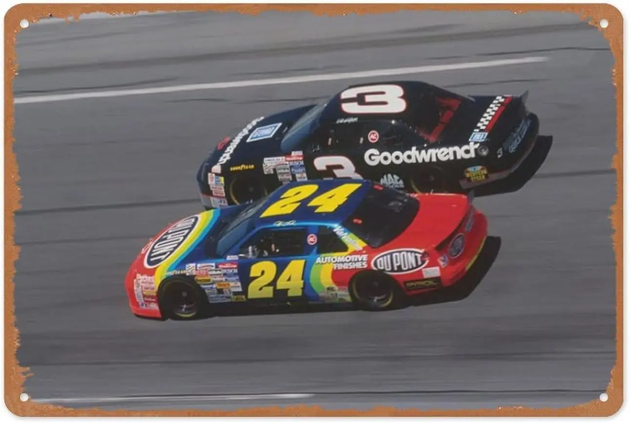 Vintage Metal Sign Retro Jeff Gordon And Dale Earnhardt 1995 Race Poster Home Bar Pub Garage Decor Gifts Wall Art Decoration