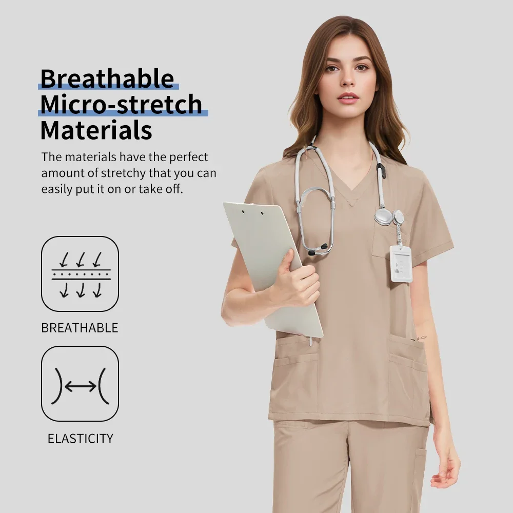 Gros clinique hôpital médecin salopette hommes gommages uniforme médical col en v mode gommage pharmacie infirmière vêtements laboratoire ensemble mâle