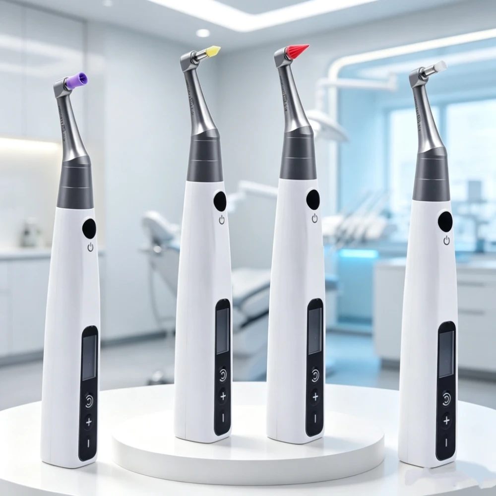 Wireless Dental Polishing Handpiece Rechargeable Dental Teeth Polisher Machine with 4 Types Prophy Cups and Brushes Dental Tools