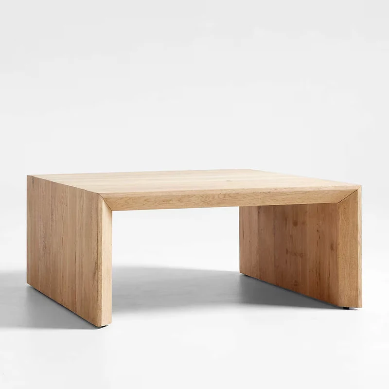 Designer's Collection Modern Durable Furniture Living Room Natural Wood Color Solid OAK Wood Frame Coffee Table
