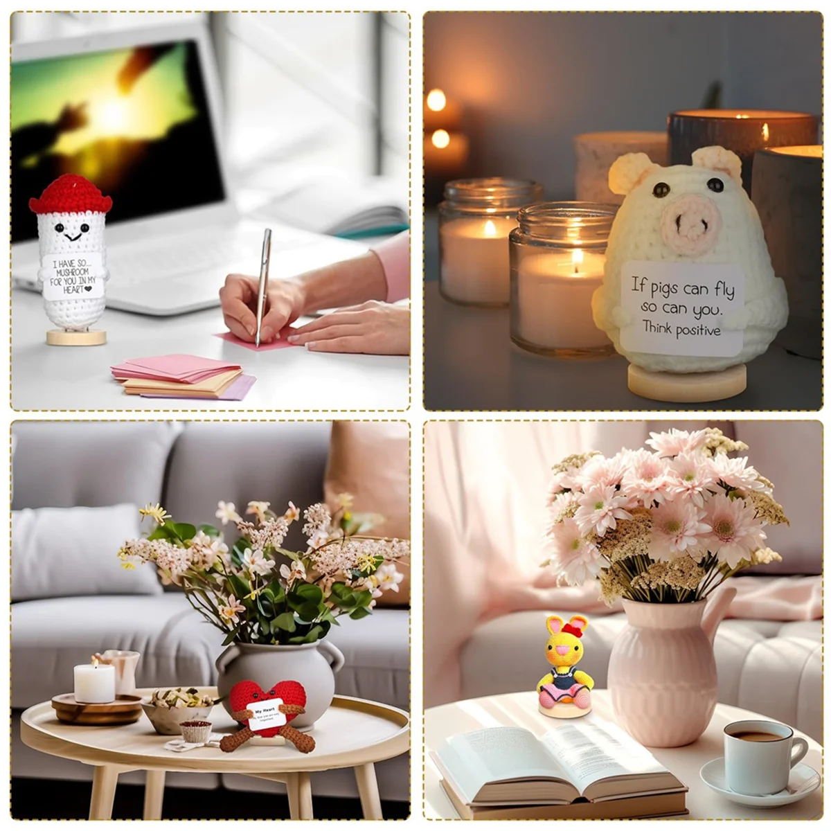 AT77 12 шт., вязаная крючком подставка для куклы, подставка для куклы, фетровая игрушка для куклы с животными, деревянная основа, поддержка, подставка для фигурок