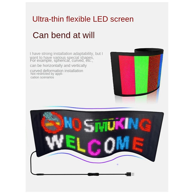 

New-Car LED Screen Signage Flexible Display Scrolling Information Advertising Light Board Rear Window Animation Panel,A Accessor
