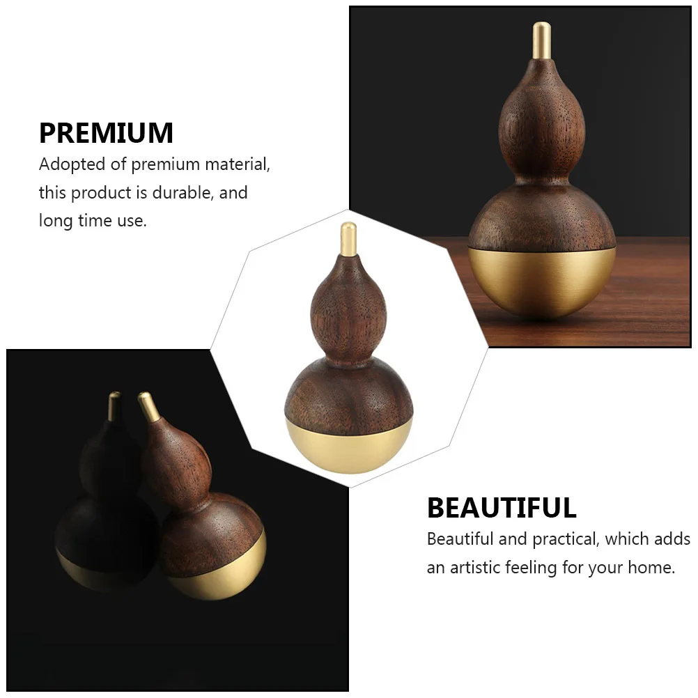 

1Pcs Chic Small Tumbler Gourd Ornament Brass Wooden Craft for Desk Top Decor Creative Artware Household Decoration Gift