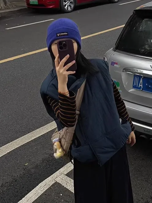 Koreańska kamizelka damska z bawełny Thiened, idealna na jesień i zimę, nowy, modny fason, odzież wierzchnia, stójka, Jaet