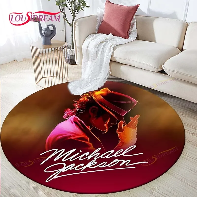 Michael Jackson Life Area Rug,Round Carpet Rug for Living Room Bedroom Sofa Decor,Kid Play Non-slip Floor Mat Rugs for Bedroom