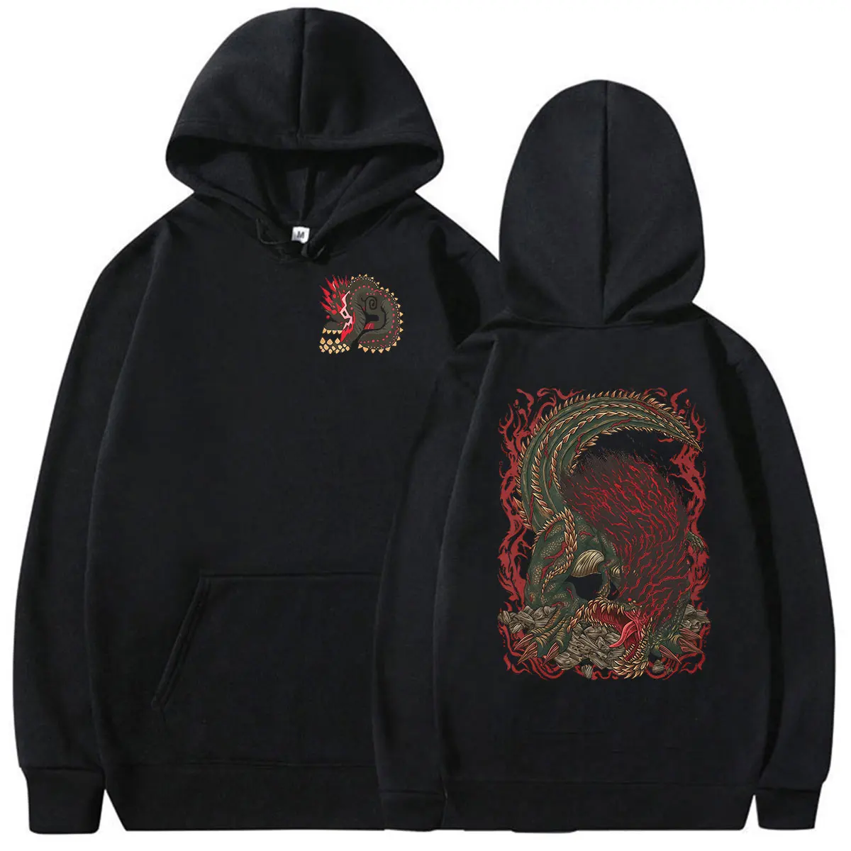 2026 Game Monster Hunter Deviljho The World Eate Hoodie Men's Autumn/Winter Fashion Vintage Oversized Sweatshirt Y2k Streetwear