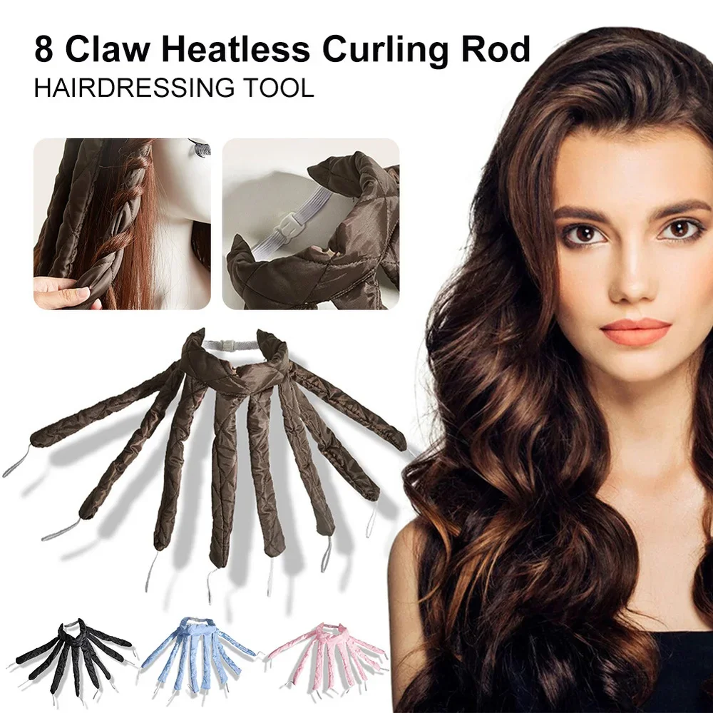 Heatless Curling Rod Velcro Squid Curler Headband No Heat Silk Ribbon Curls Hair Rollers Lazy Big Wave Formers Hairstyle Tool