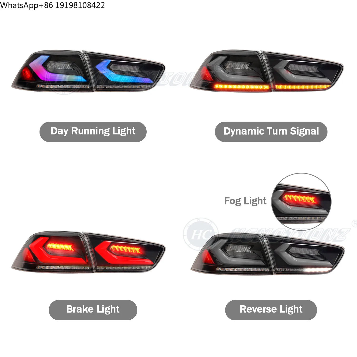 HCMOTIONZ RGB LED DRL Signal Light Accessory Rear Lamps EVO X Car 2008-2017 Tail Lights for Mitsubishi Lancer